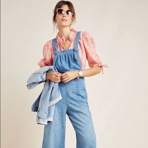 Anthropologie Pilcro Wide-Leg Crop Denim Overalls